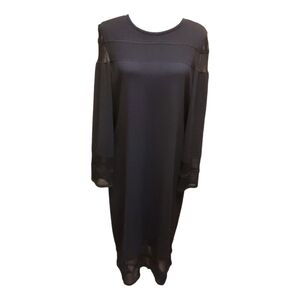 Saint John Black Dress With Sheer Neckline. Matching Long Black Jacket Size 16